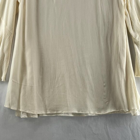 Soft Surroundings Boho Tunic Top Women L Crinkle Gauze Bell Sleeve Layered Cream - Picture 10 of 11